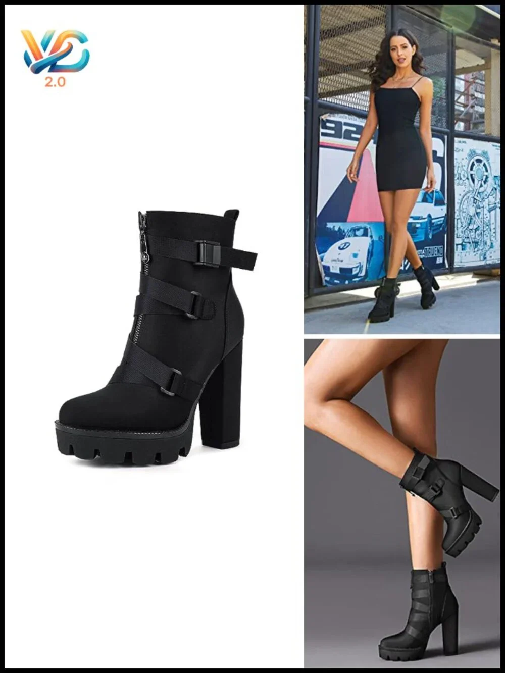 Platform Chunky Heel Combat Booties Lace Up Ankle Boots Round Toe Zip